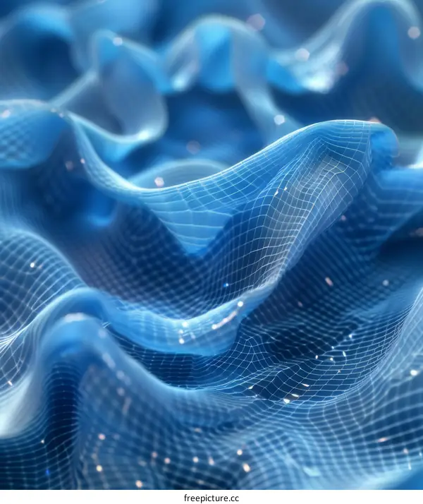 Blue Wavy Wireframe Grid