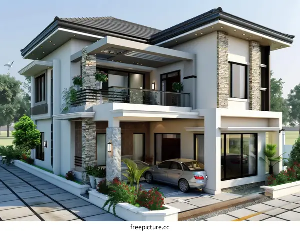 Modern House Exterior Design Illustration