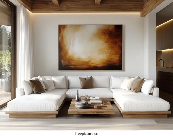 Modern Minimalist Living Room Design with Abstract Art