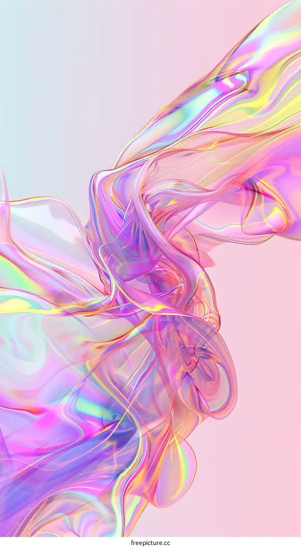 Abstract Holographic Design with Pink and Blue Background