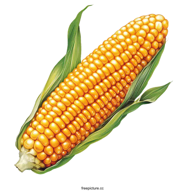 [Transparent Background PNG]Detailed Illustration of a Corn Cob