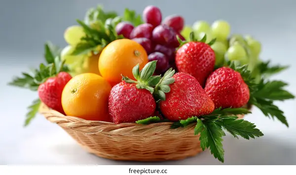 Colorful Fresh Fruits in a Basket