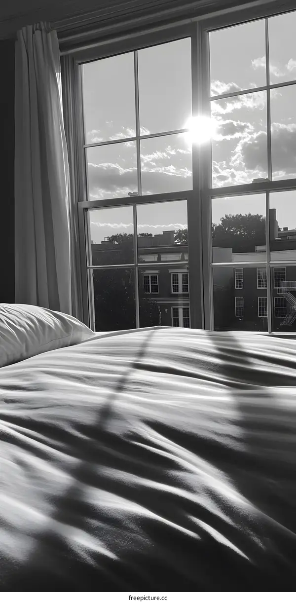 Sunlight Streaming Through Window Onto Bed