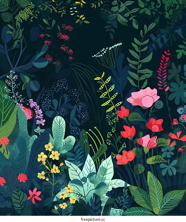 Colorful Tropical Floral Pattern Design