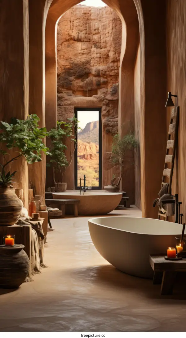 Bathroom with a Desert View