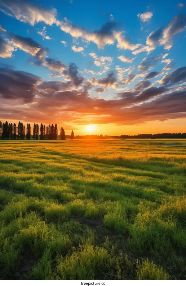 Tranquil Farmland Sunset