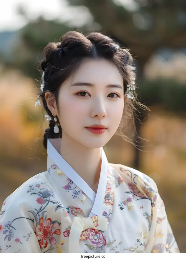 Portrait of a young woman in a hanbok
