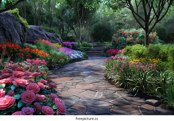 A Stone Path through a Garden