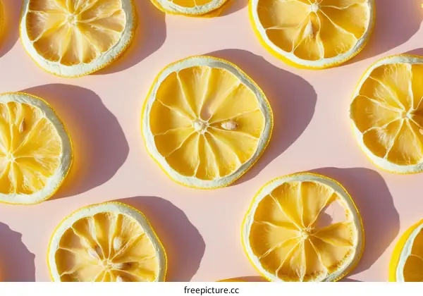Dried lemon slices pattern on pink background