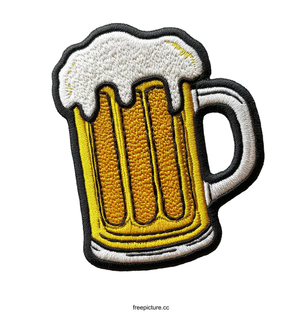 [Transparent Background PNG]Embroidered Beer Mug Illustration Patch