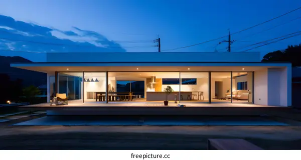 Modern Minimalist House With Glass Walls And Deck