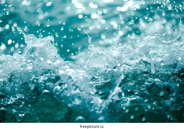 Close-up of water droplets forming a wave