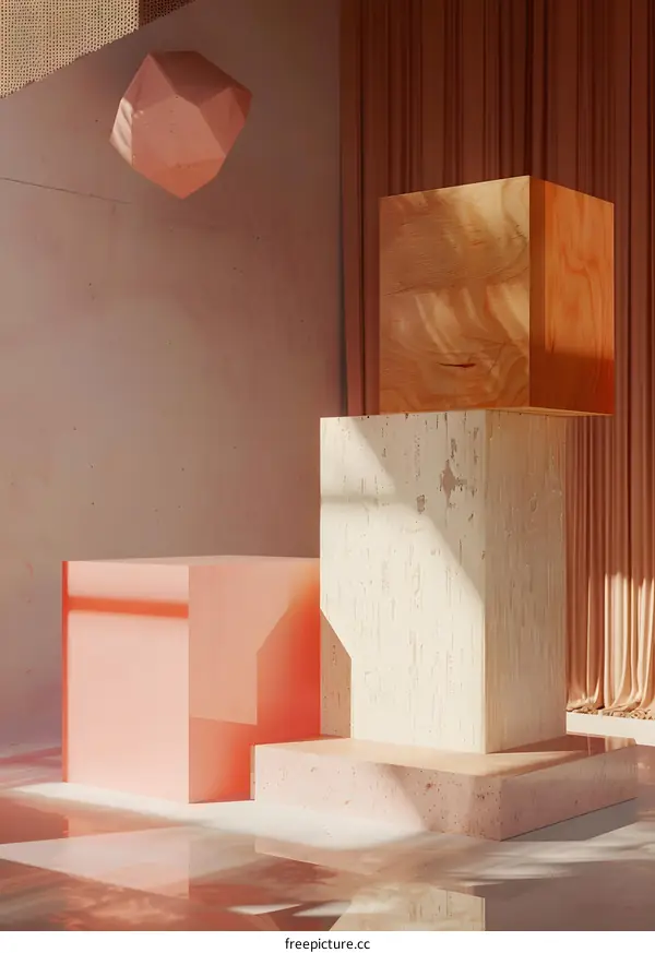 Minimalist Abstract Geometric Shapes 3D Render