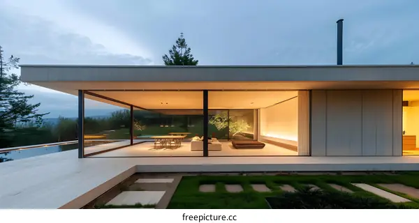 Modern Minimalist House with Glass Walls and a Pool