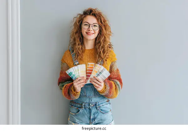 Woman Displaying Color Swatches for Home Improvement