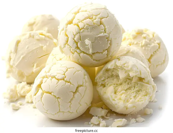 White Chocolate Balls on White Background