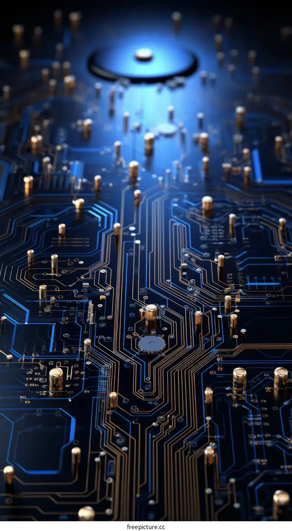 Blue and gold circuit board