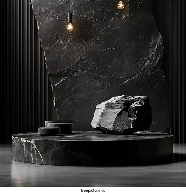 Dark Stone Display Podium Minimalist