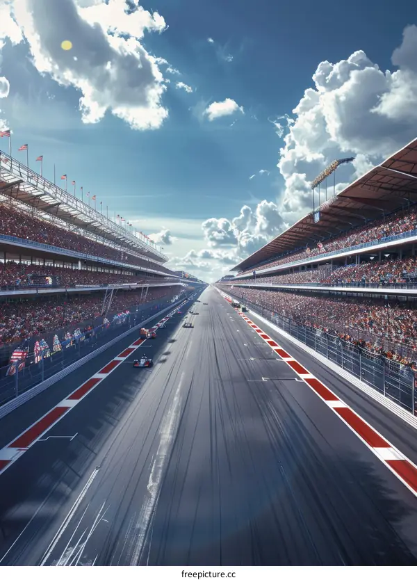 Formula One cars racing on a track