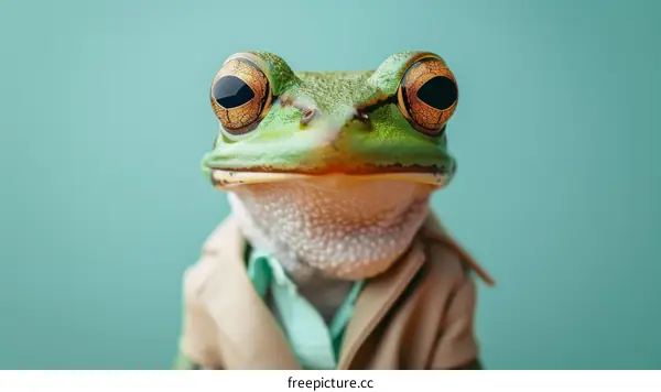 A Dapper Frog Wearing a Trench Coat