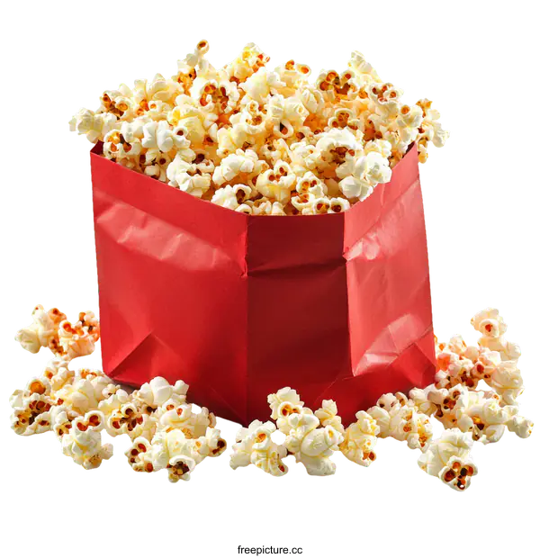 [Transparent Background PNG]Red Popcorn Bag with Popcorn