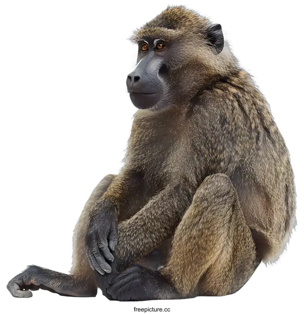 [Transparent Background PNG]A baboon sitting on a white background