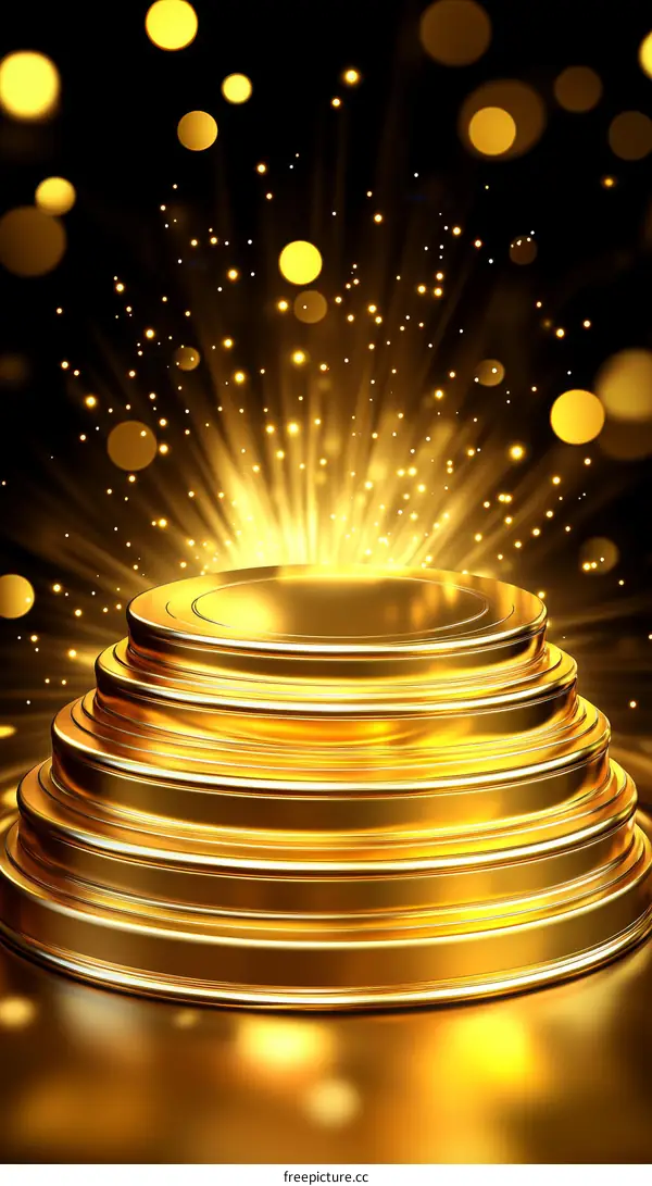 Golden Award Ceremony Podium with Sparkling Lights