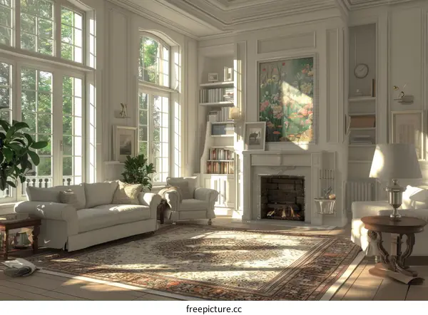 Cozy Living Room with Fireplace