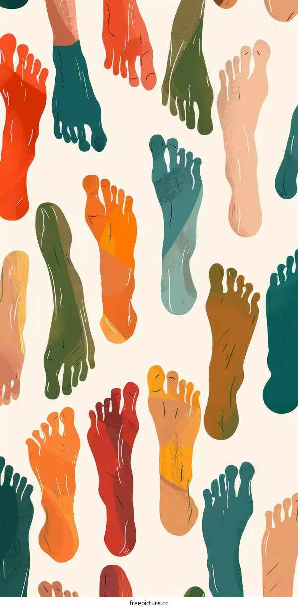 Colorful Feet of Diverse People