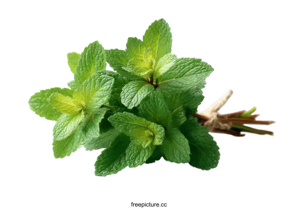 [Transparent Background PNG]Fresh Bunch of Mint Leaves Close-up