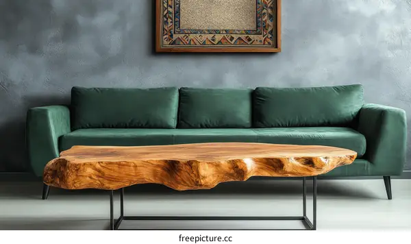 Modern Living Room with Natural Wooden Coffee Table