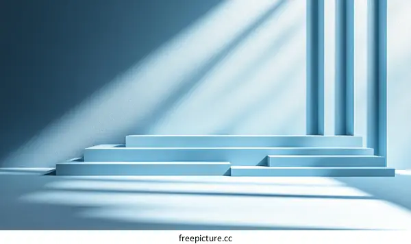 Light Blue Product Display Stand Minimalist Scene