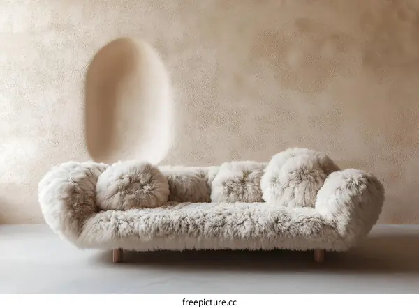 Modern Fur Sofa in a Minimalist Living Room