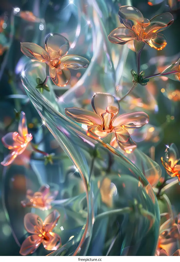 Flowers in a glass vase, looking like a dream