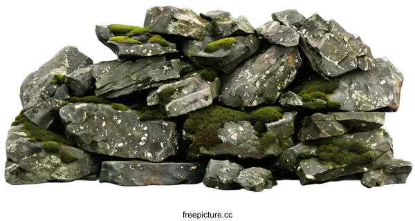 [Transparent Background PNG]Pile of Moss Covered Stones