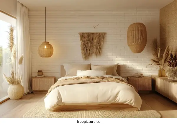 Beige Bedroom Interior Design Illustration