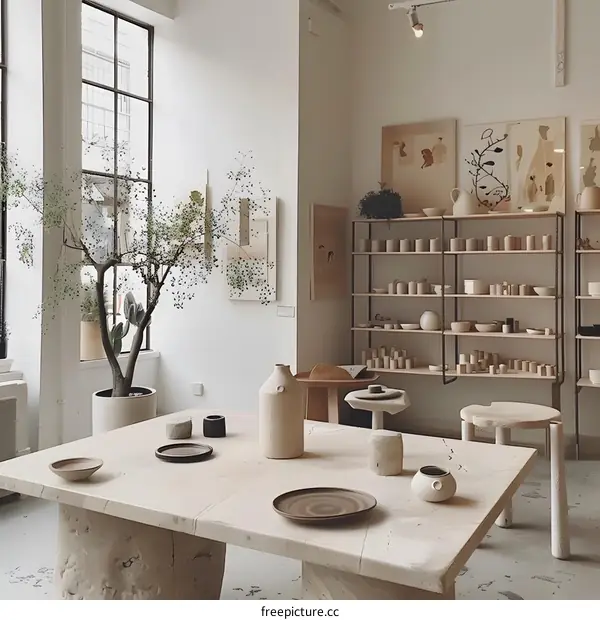 Minimalist Home Decor with Ceramic Vases and Pottery