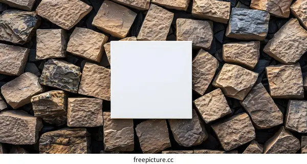 White Blank Canvas Mockup On Rough Stones Background