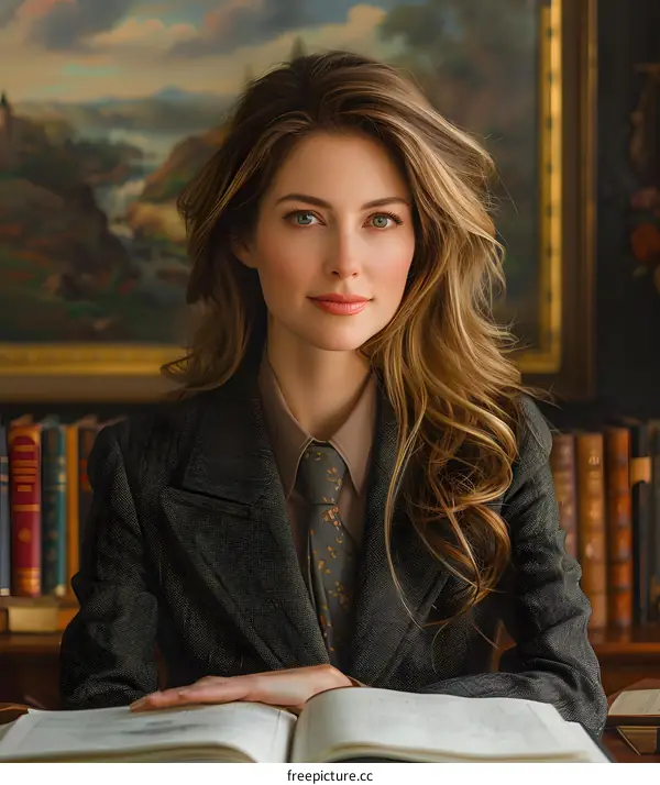 portrait of a beautiful young woman in a suit