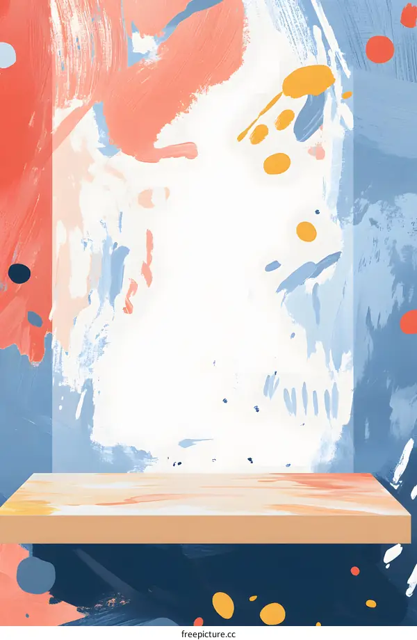 Abstract Pastel Colors Background With Wooden Shelf