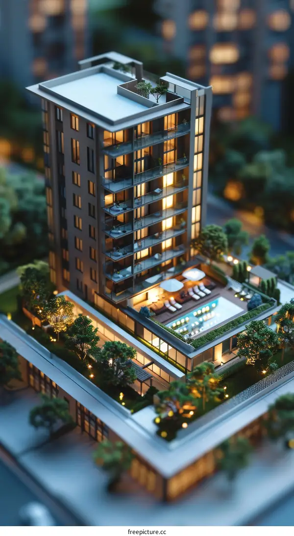 Architectural Model of a Modern High-Rise Building