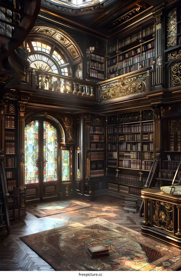 Grand Library Interior Illustration