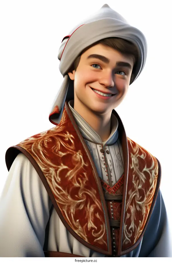 Portrait of a Young Man in Traditional Turkish Clothing