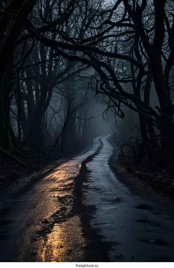 Road through the dark forest