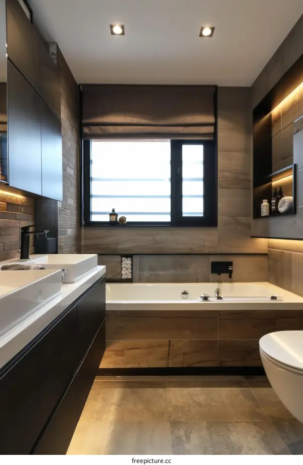 Modern Bathroom Interior Design with Black Accents