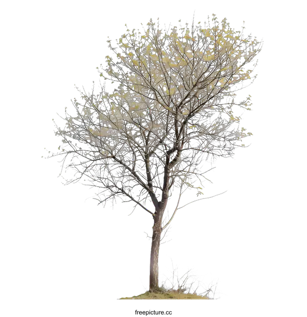 [Transparent Background PNG]Single Tree with Green Leaves on White Background