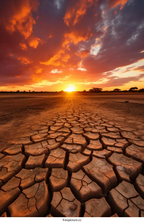 Cracked Earth During Sunset