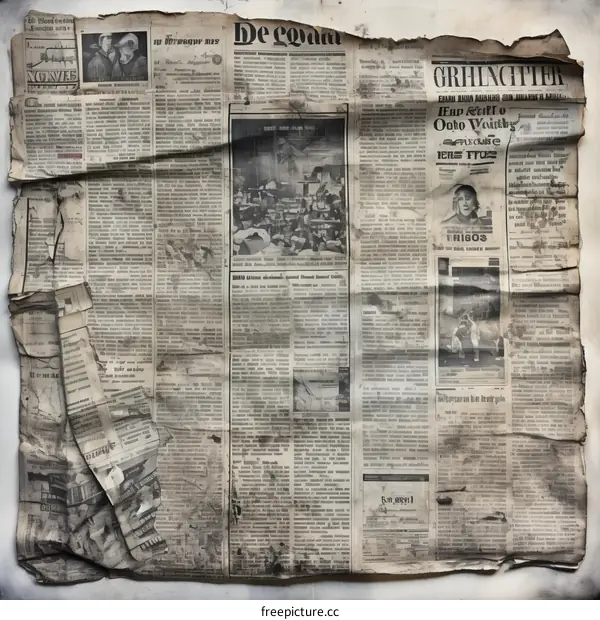 A vintage newspaper with a photo of a group of people