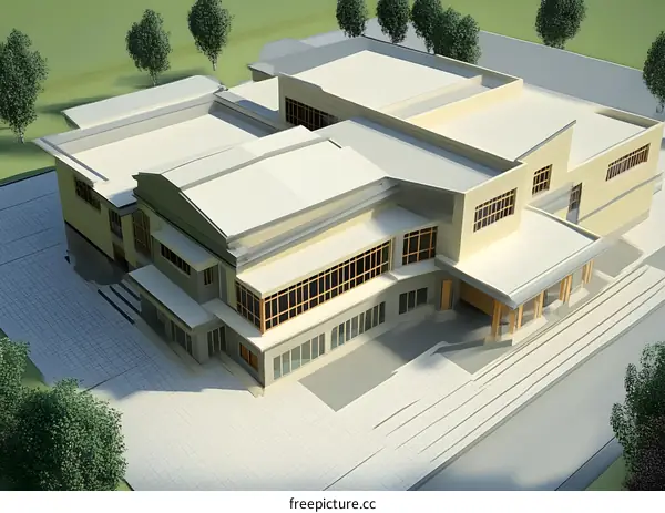 Modern Architectural Design of a Building with Large Windows