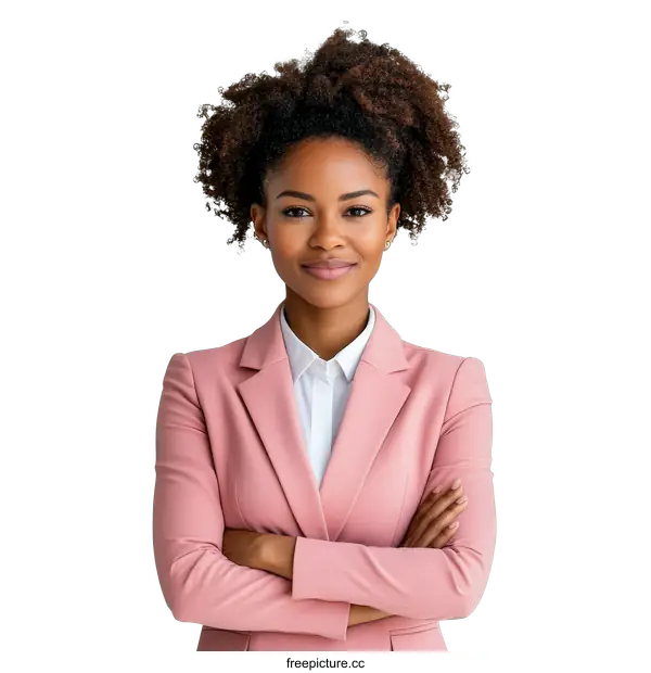 [Transparent Background PNG]Confident African American Business Woman Portrait